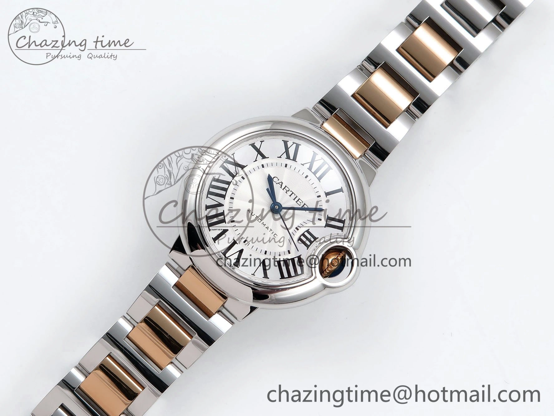 Ballon Bleu 33mm SS RG AF 1:1 Best Edition Silver Dial on SS RG Bracelet SEIKO NH05A