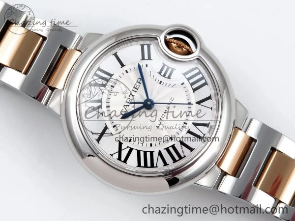 Ballon Bleu 33mm SS RG AF 1:1 Best Edition Silver Dial on SS RG Bracelet SEIKO NH05A