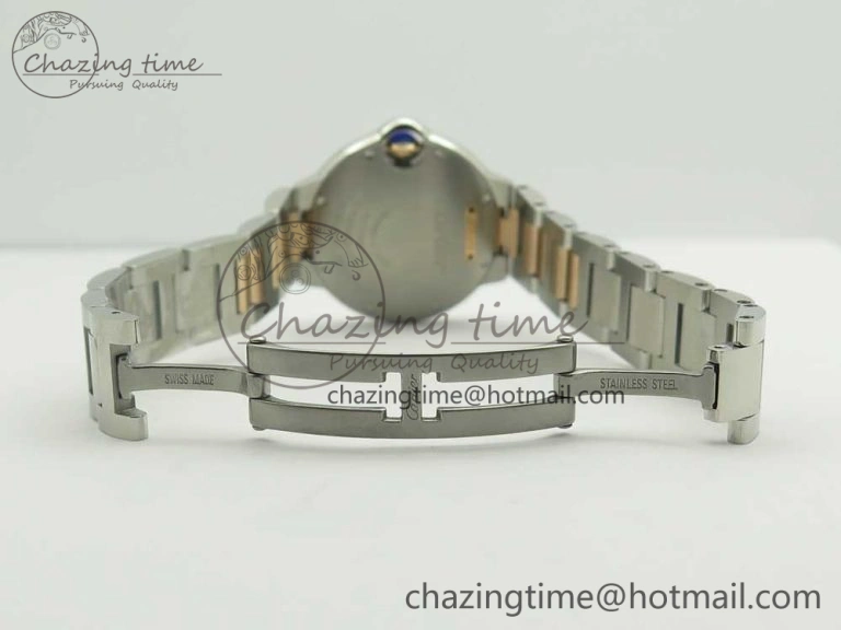 Ballon Bleu 33mm V6F 1:1 Best Edition SS RG White Texture Dial on SS RG Bracelet SEIKO NH05A