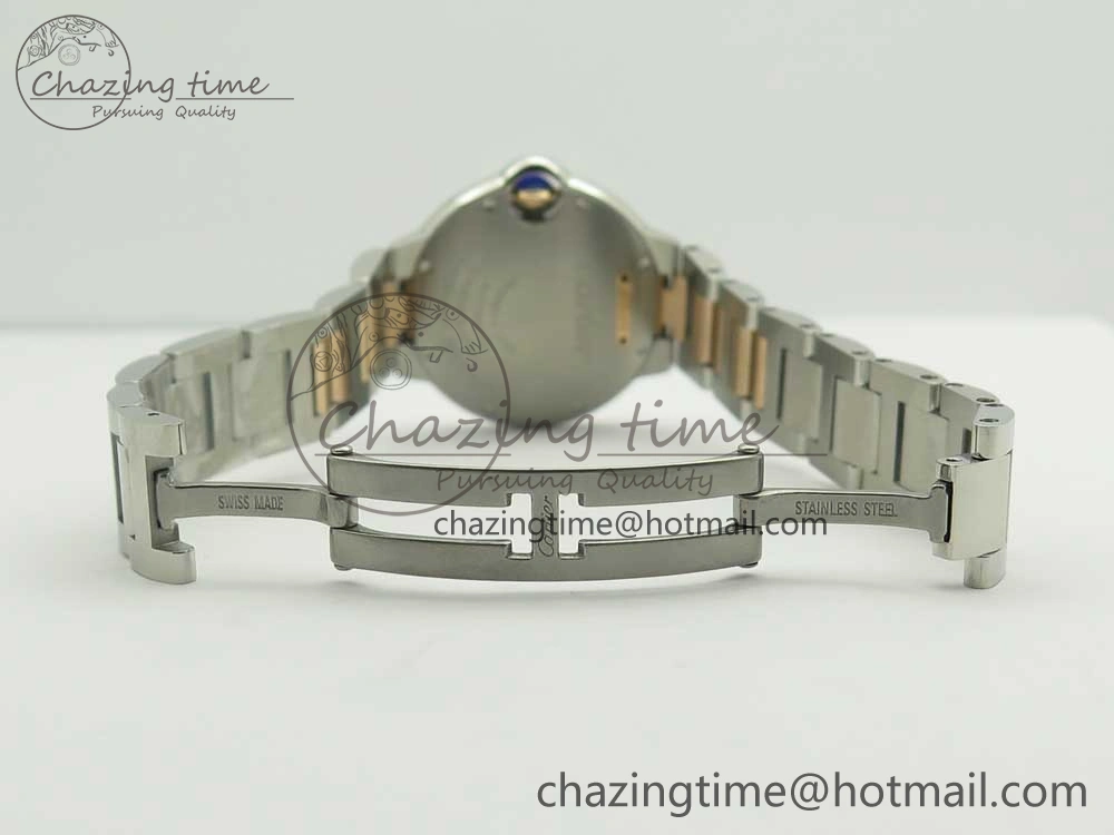 Ballon Bleu 33mm V6F 1:1 Best Edition SS RG White Texture Dial on SS RG Bracelet SEIKO NH05A