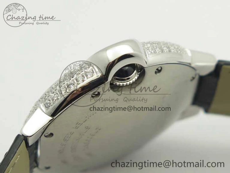 Ballon Bleu 36mm Crystal SS TWF Best Edition Crystal Dial On Black Leather Strap Quartz