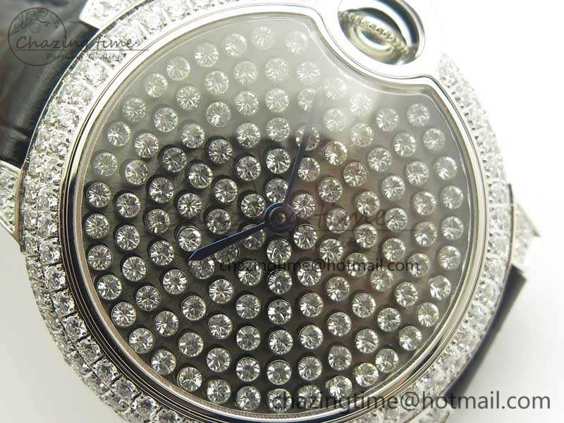 Ballon Bleu 36mm Crystal SS TWF Best Edition Crystal Dial On Black Leather Strap Quartz