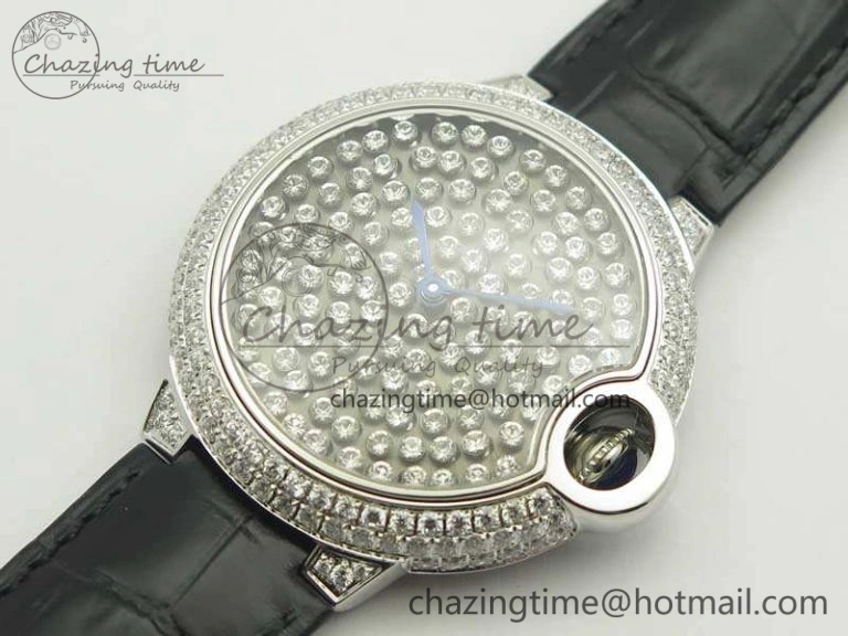 Ballon Bleu 36mm Crystal SS TWF Best Edition Crystal Dial On Black Leather Strap Quartz