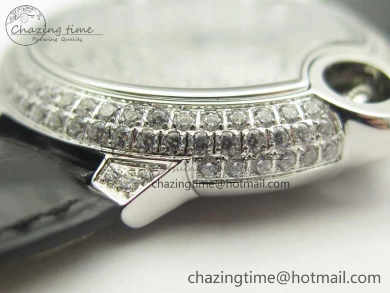 Ballon Bleu 36mm Crystal SS TWF Best Edition Crystal Dial On Black Leather Strap Quartz