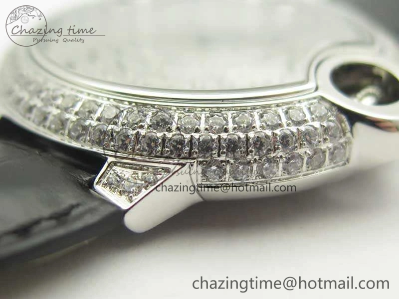 Ballon Bleu 36mm Crystal SS TWF Best Edition Crystal Dial On Black Leather Strap Quartz