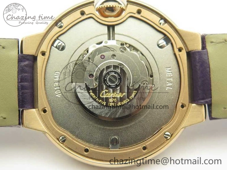 Ballon Bleu 36mm RG V6F 1:1 Best Edition Pink MOP Dial Crystal Bezel on Leather Strap SEIKO NH05A