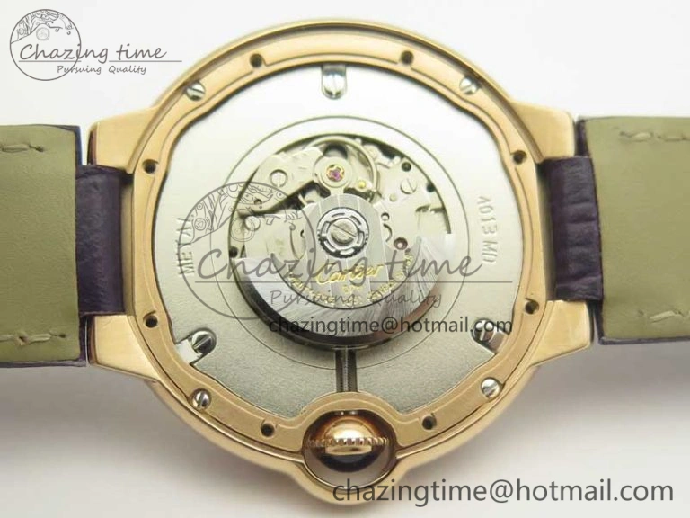 Ballon Bleu 36mm RG V6F 1:1 Best Edition Pink MOP Dial Crystal Bezel on Leather Strap SEIKO NH05A