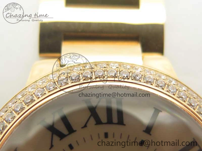 Ballon Bleu 36mm RG V6F 1:1 Best Edition Pink MOP Dial Crystal Bezel on RG Bracelet SEIKO NH05A