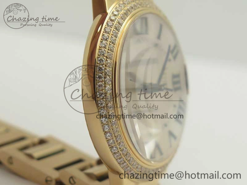 Ballon Bleu 36mm RG V6F 1:1 Best Edition Pink MOP Dial Crystal Bezel on RG Bracelet SEIKO NH05A