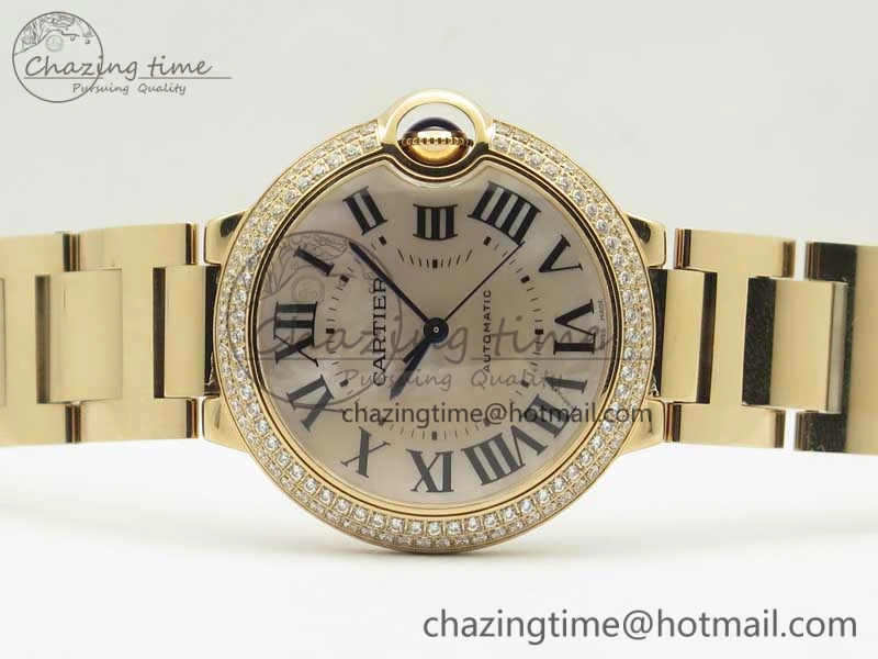 Ballon Bleu 36mm RG V6F 1:1 Best Edition Pink MOP Dial Crystal Bezel on RG Bracelet SEIKO NH05A