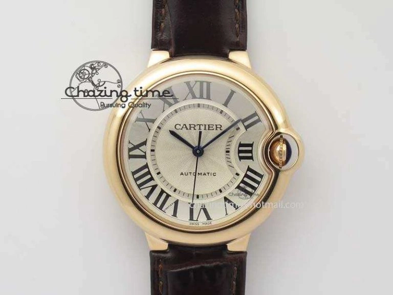 Ballon Bleu 36mm RG V6F Best Edition White Dial On Brown Leather SEIKO NH05A V2