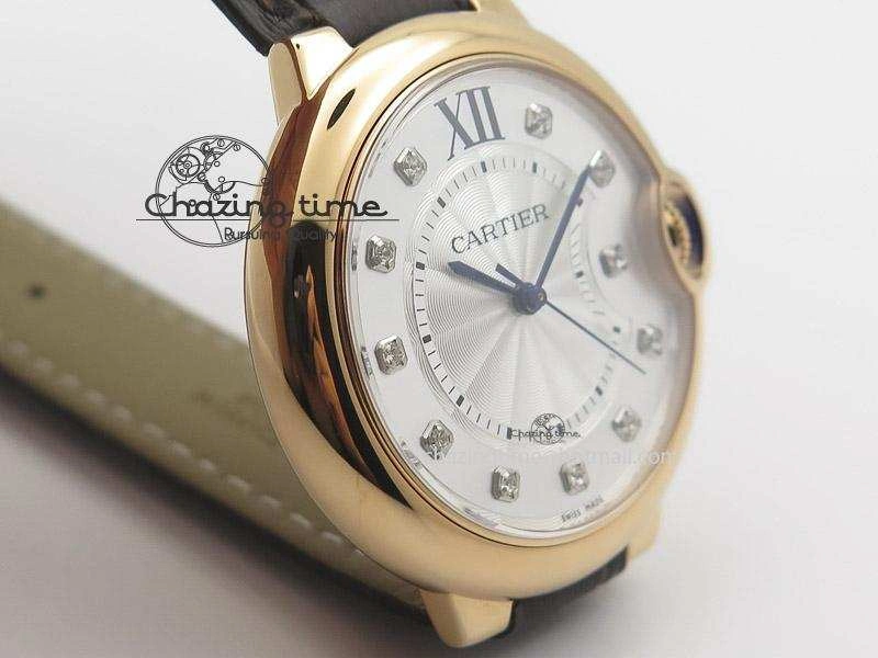 Ballon Bleu 36mm RG V6F White Textured Dial on Dark Brown Leather Strap SEIKO NH05A