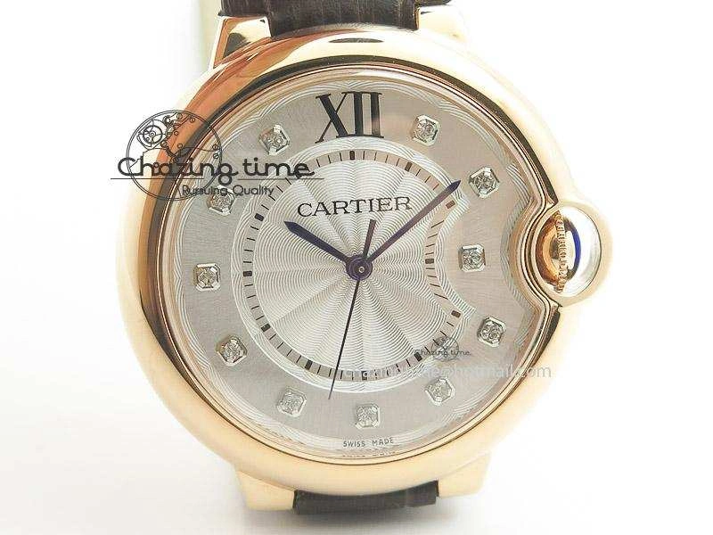 Ballon Bleu 36mm RG V6F White Textured Dial on Dark Brown Leather Strap SEIKO NH05A