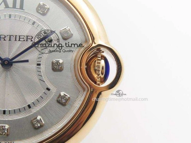 Ballon Bleu 36mm RG V6F White Textured Dial on Dark Brown Leather Strap SEIKO NH05A