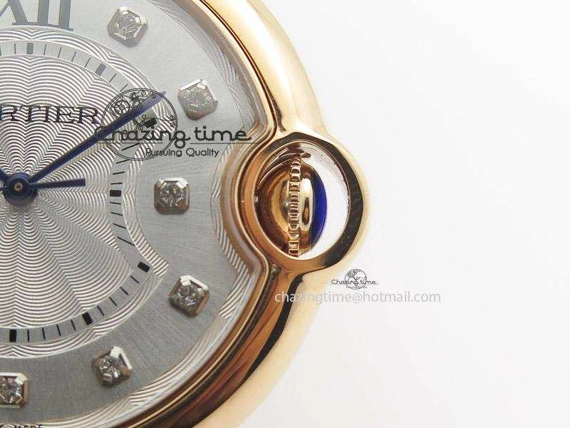 Ballon Bleu 36mm RG V6F White Textured Dial on Dark Brown Leather Strap SEIKO NH05A