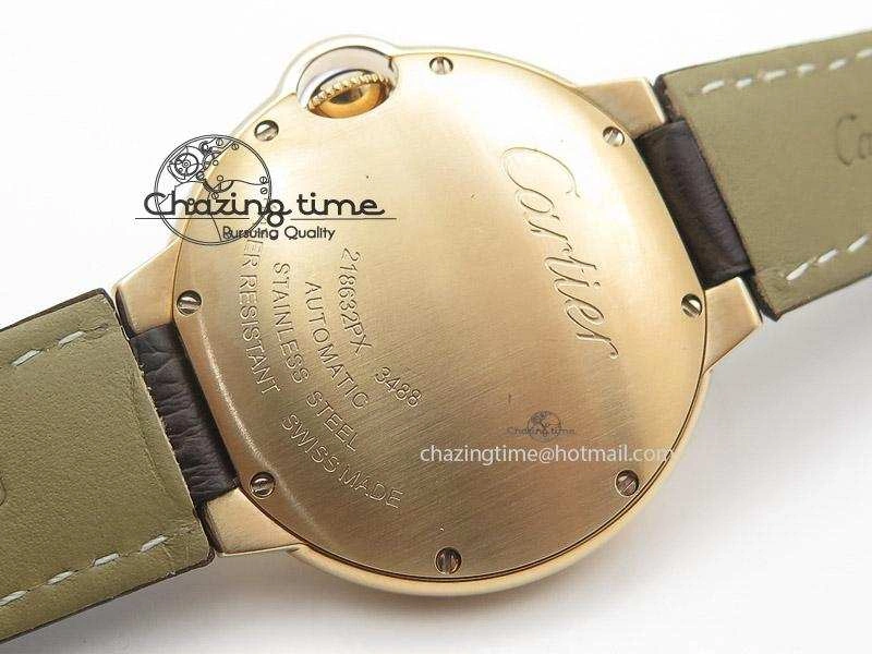 Ballon Bleu 36mm RG V6F White Textured Dial on Dark Brown Leather Strap SEIKO NH05A