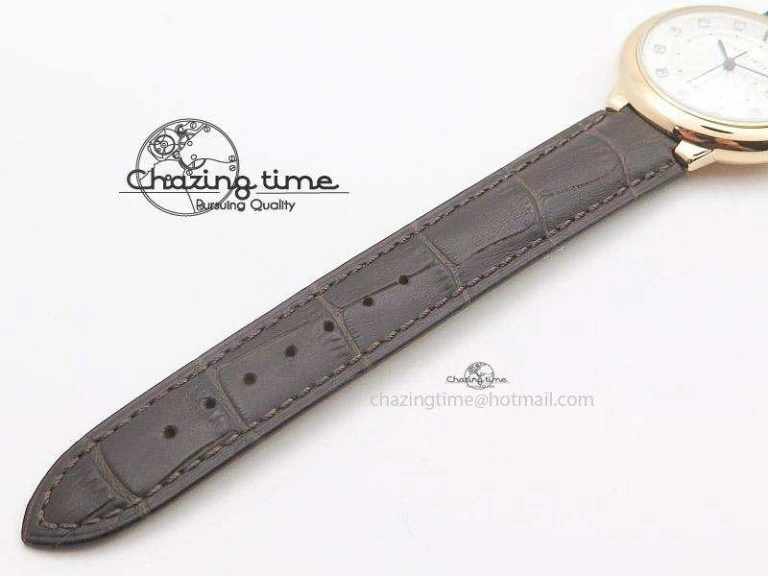 Ballon Bleu 36mm RG V6F White Textured Dial on Dark Brown Leather Strap SEIKO NH05A