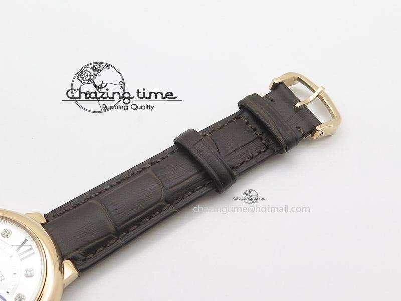 Ballon Bleu 36mm RG V6F White Textured Dial on Dark Brown Leather Strap SEIKO NH05A