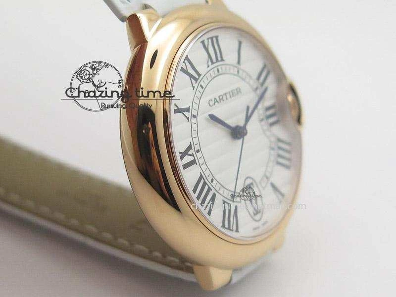 Ballon Bleu 36mm RG V6F White Textured Dial on White Leather Strap SEIKO NH05A