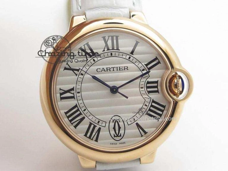 Ballon Bleu 36mm RG V6F White Textured Dial on White Leather Strap SEIKO NH05A
