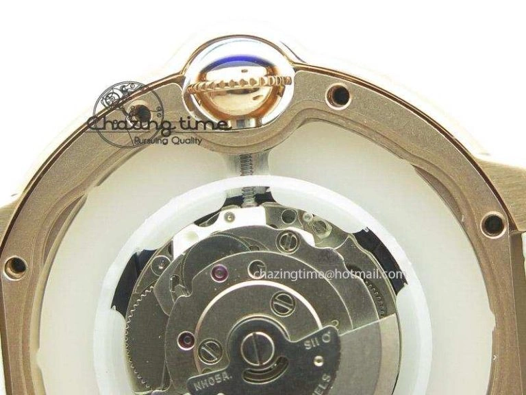 Ballon Bleu 36mm RG V6F White Textured Dial on White Leather Strap SEIKO NH05A