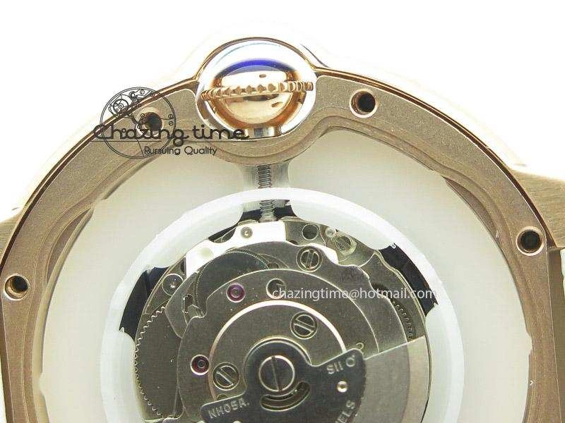 Ballon Bleu 36mm RG V6F White Textured Dial on White Leather Strap SEIKO NH05A