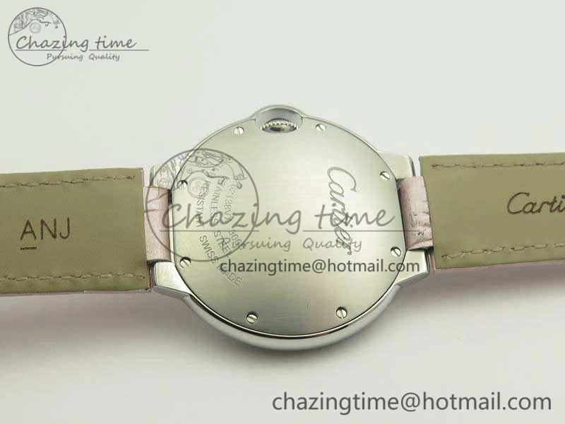 Ballon Bleu 36mm SS V6F 1:1 Best Edition White Dial Diamond Bezel On Leather Strap Quartz