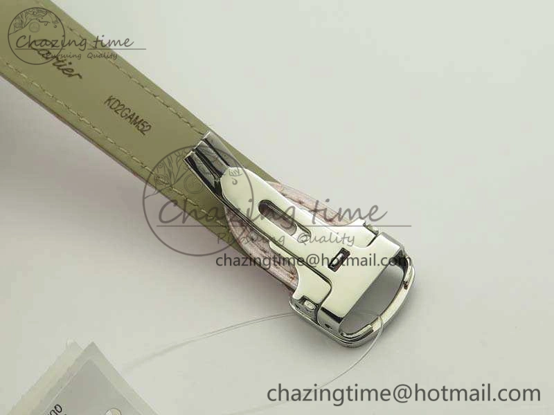 Ballon Bleu 36mm SS V6F 1:1 Best Edition White Dial Diamond Bezel On Leather Strap Quartz