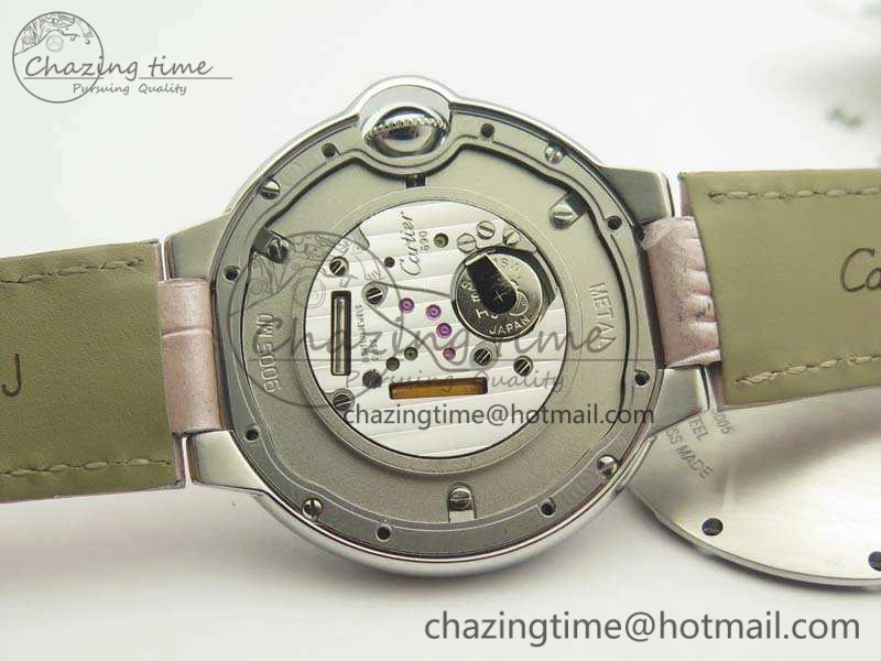 Ballon Bleu 36mm SS V6F 1:1 Best Edition White Dial Diamond Bezel On Leather Strap Quartz