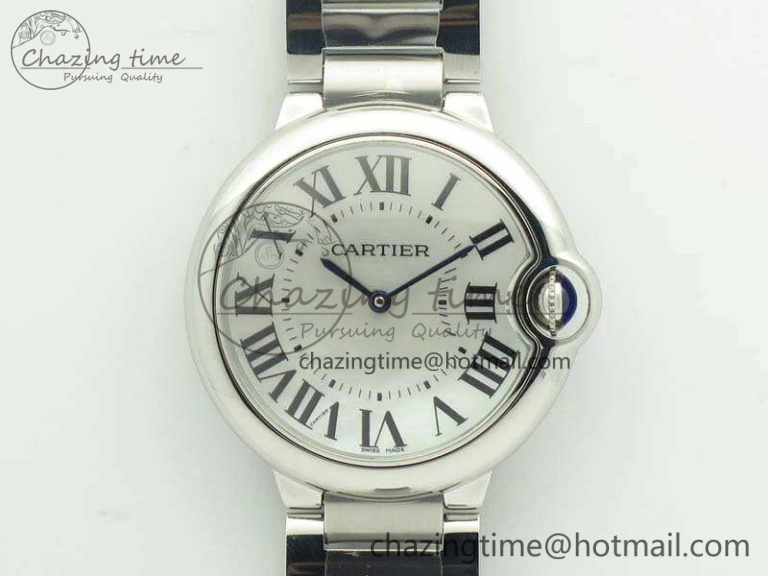Ballon Bleu 36mm SS V6F 1:1 Best Edition White MOP Dial On SS Bracelet Quartz