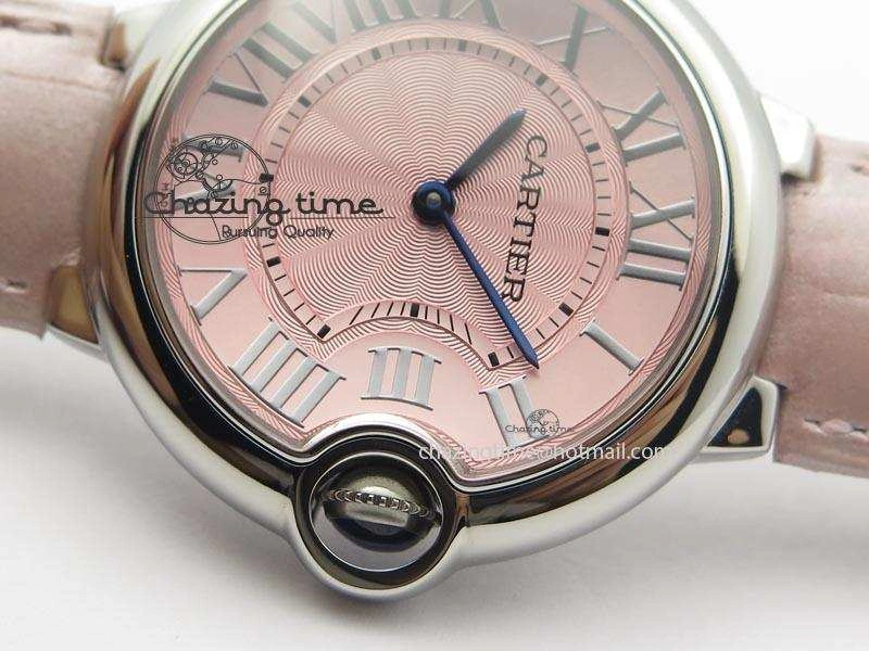 Ballon Bleu 36mm SS V6F Best Edition Pink Textured Dial On Pink Leather Strap Ronda Quartz