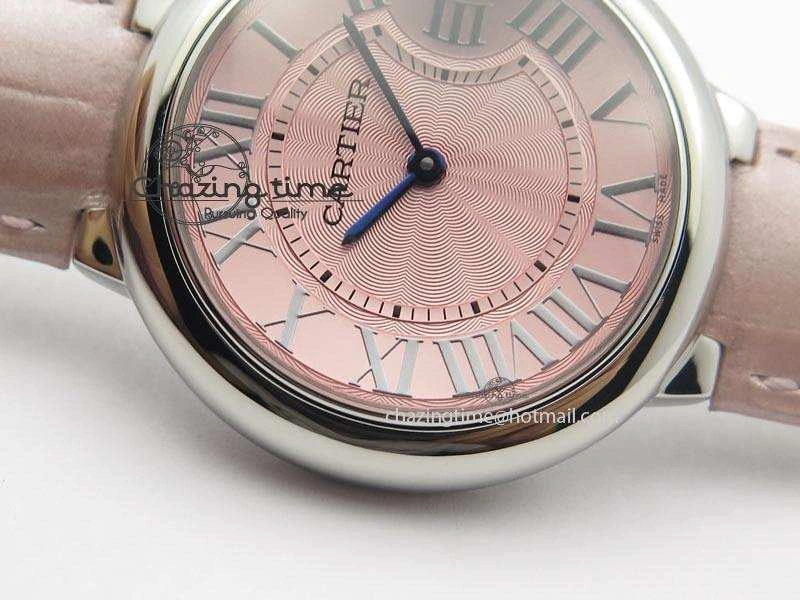 Ballon Bleu 36mm SS V6F Best Edition Pink Textured Dial On Pink Leather Strap Ronda Quartz