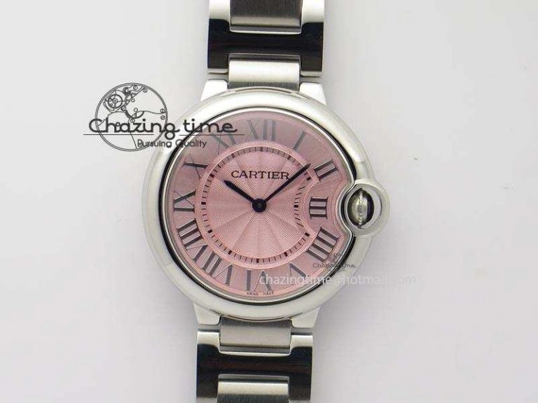 Ballon Bleu 36mm SS V6F Best Edition Pink Textured Dial On SS Bracelet Ronda Quartz