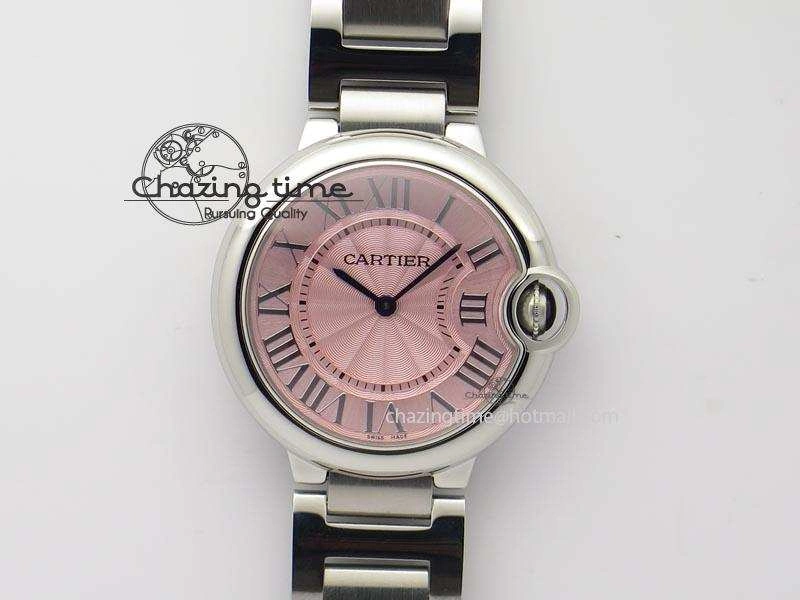Ballon Bleu 36mm SS V6F Best Edition Pink Textured Dial On SS Bracelet Ronda Quartz