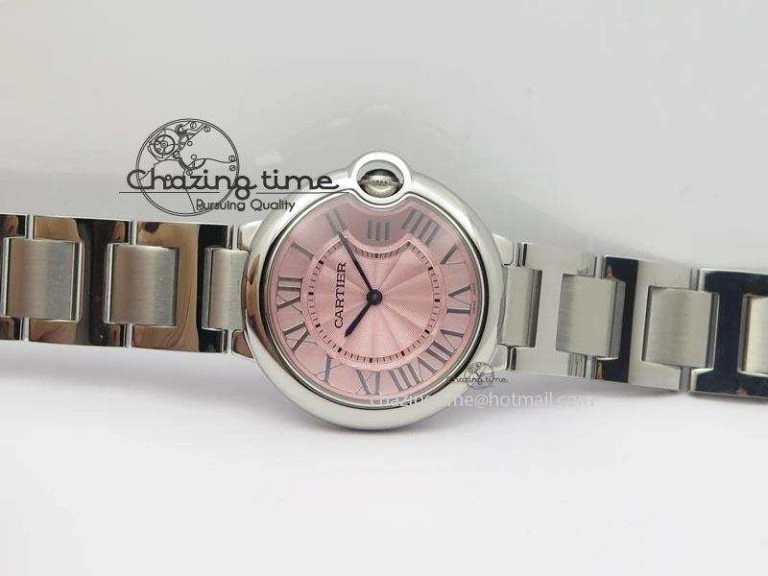 Ballon Bleu 36mm SS V6F Best Edition Pink Textured Dial On SS Bracelet Ronda Quartz