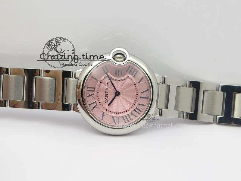 Ballon Bleu 36mm SS V6F Best Edition Pink Textured Dial On SS Bracelet Ronda Quartz
