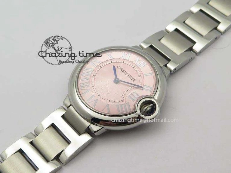 Ballon Bleu 36mm SS V6F Best Edition Pink Textured Dial On SS Bracelet Ronda Quartz