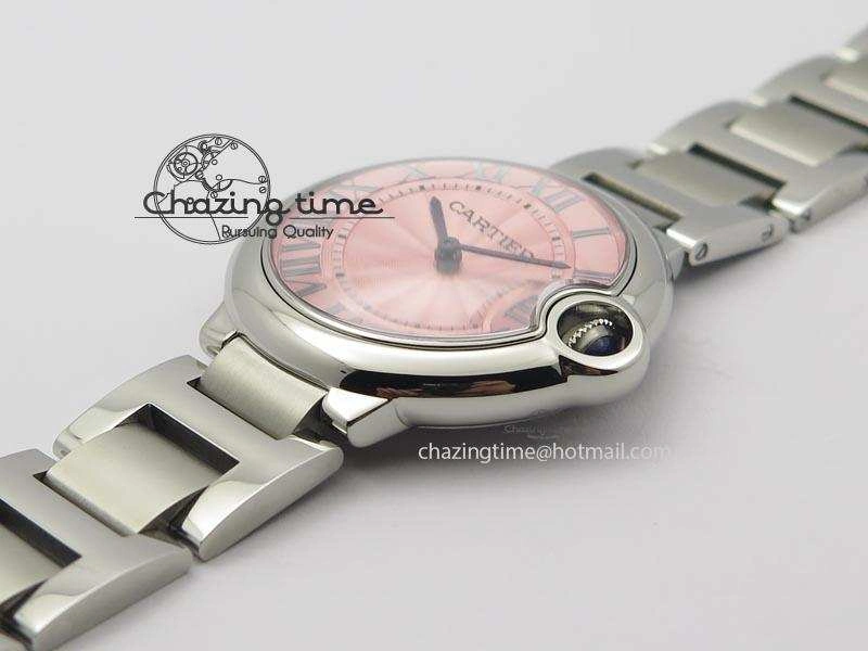 Ballon Bleu 36mm SS V6F Best Edition Pink Textured Dial On SS Bracelet Ronda Quartz