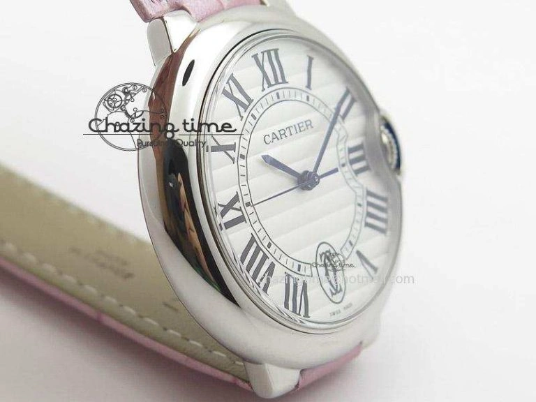 Ballon Bleu 36mm SS V6F White Textured Dial on Pink Leather Strap SEIKO NH05A