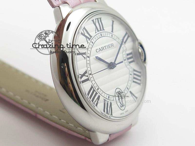 Ballon Bleu 36mm SS V6F White Textured Dial on Pink Leather Strap SEIKO NH05A