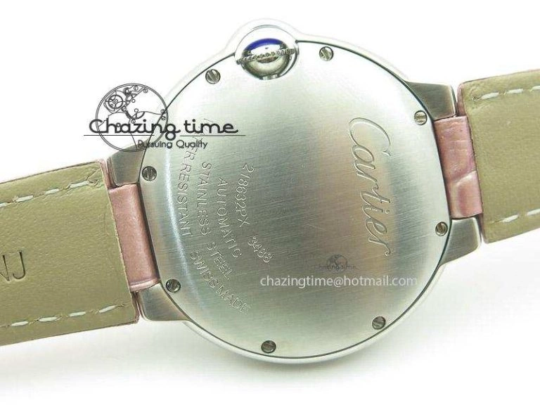 Ballon Bleu 36mm SS V6F White Textured Dial on Pink Leather Strap SEIKO NH05A