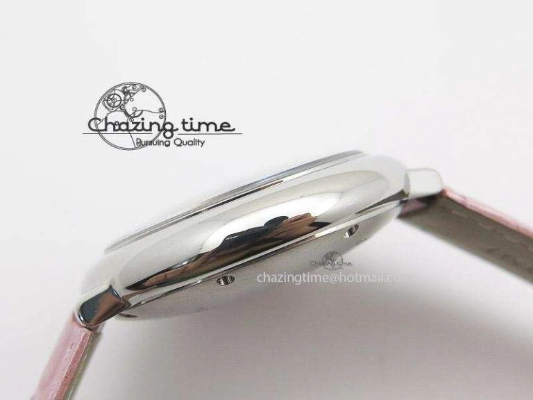 Ballon Bleu 36mm SS V6F White Textured Dial on Pink Leather Strap SEIKO NH05A