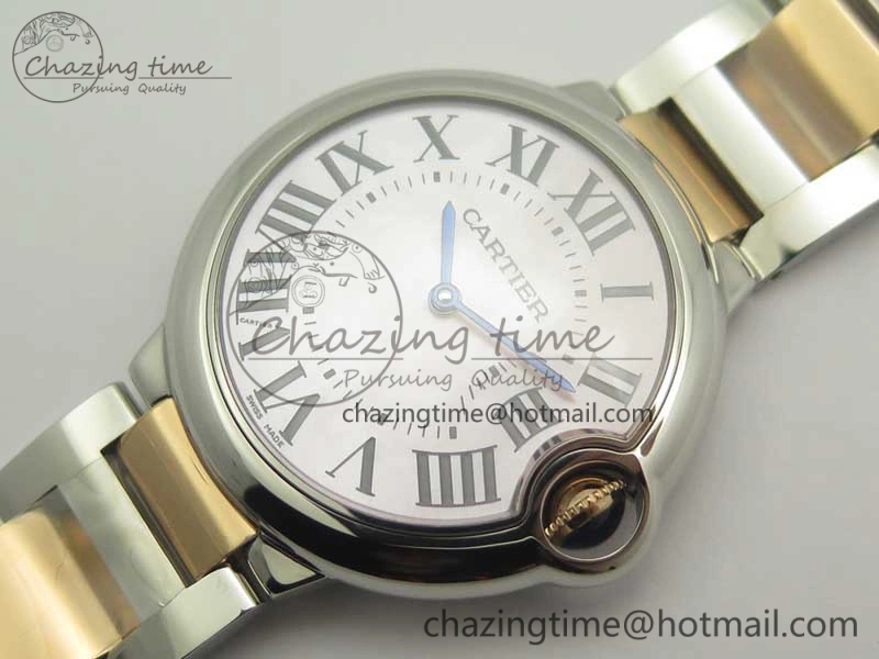 Ballon Bleu 36mm SS RG V6F 1:1 Best Edition White MOP Dial on SS RG Bracelet Ronda Quartz