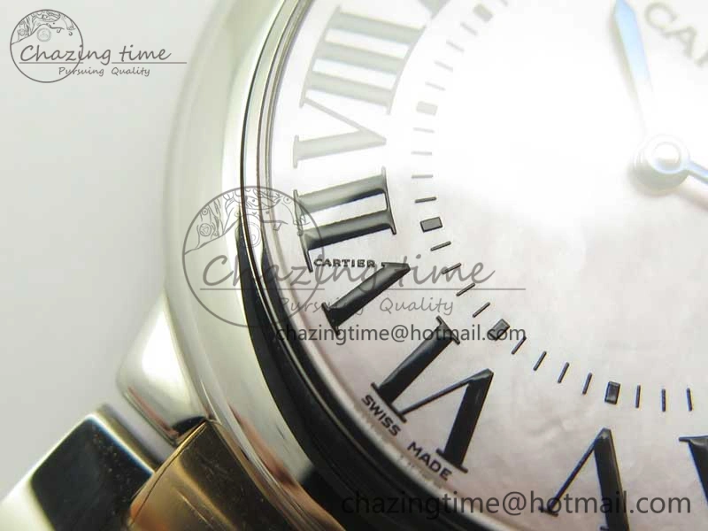 Ballon Bleu 36mm SS RG V6F 1:1 Best Edition White MOP Dial on SS RG Bracelet Ronda Quartz