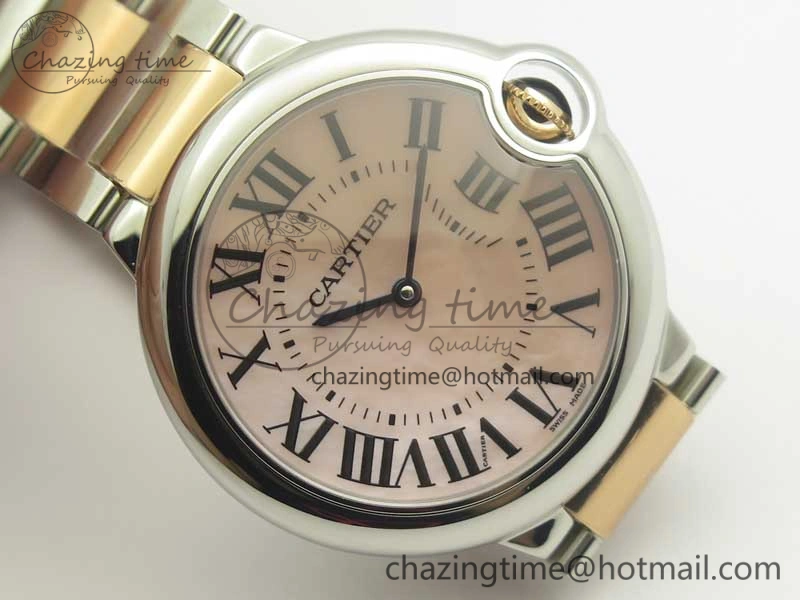 Ballon Bleu 36mm SS RG V6F 1:1 Best Edition White MOP Dial on SS RG Bracelet Ronda Quartz