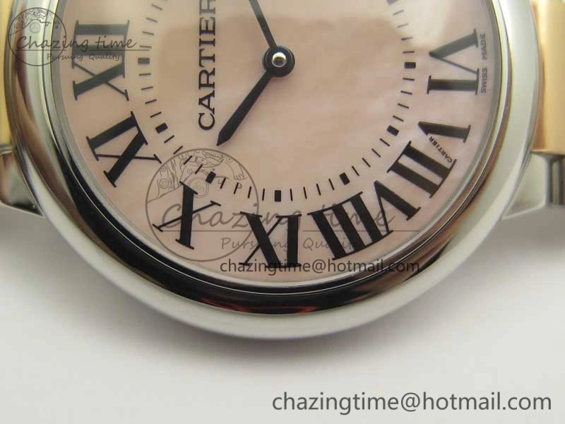 Ballon Bleu 36mm SS RG V6F 1:1 Best Edition White MOP Dial on SS RG Bracelet Ronda Quartz