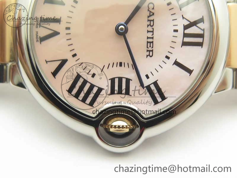 Ballon Bleu 36mm SS RG V6F 1:1 Best Edition White MOP Dial on SS RG Bracelet Ronda Quartz