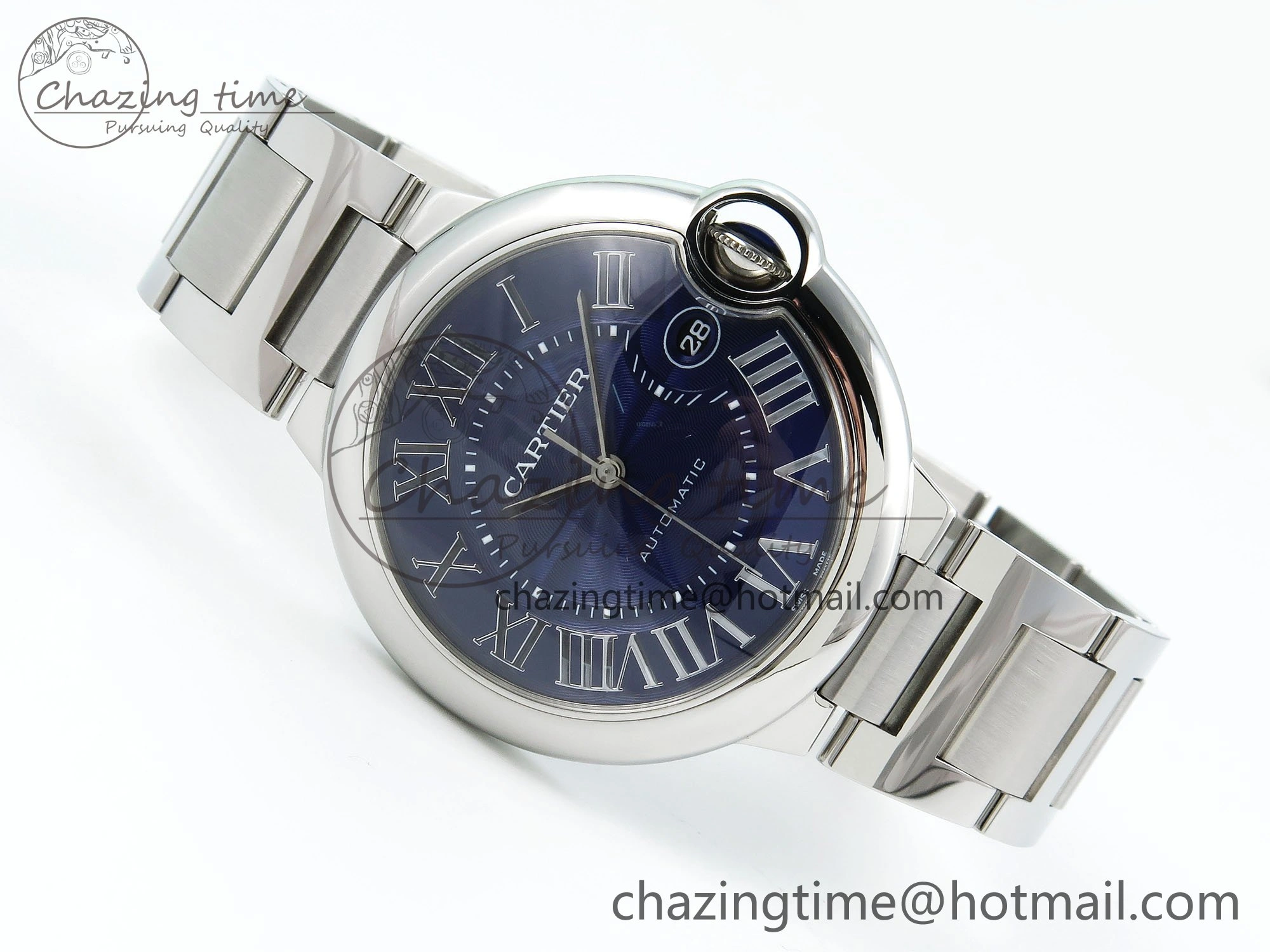 Ballon Bleu 40mm SS CHF 1:1 Best Edition Blue Texture Dial on SS Bracelet A2824