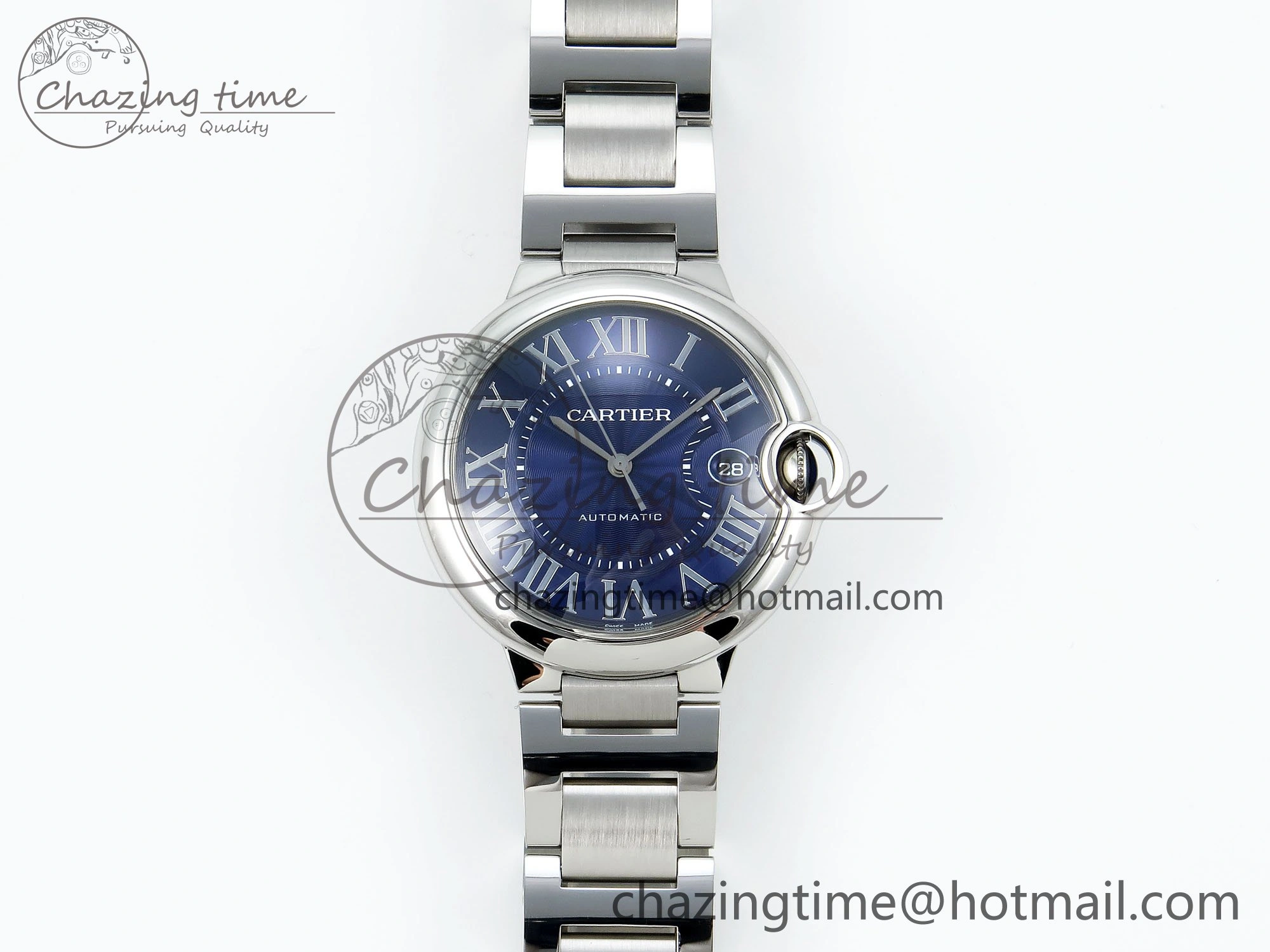 Ballon Bleu 40mm SS CHF 1:1 Best Edition Blue Texture Dial on SS Bracelet A2824