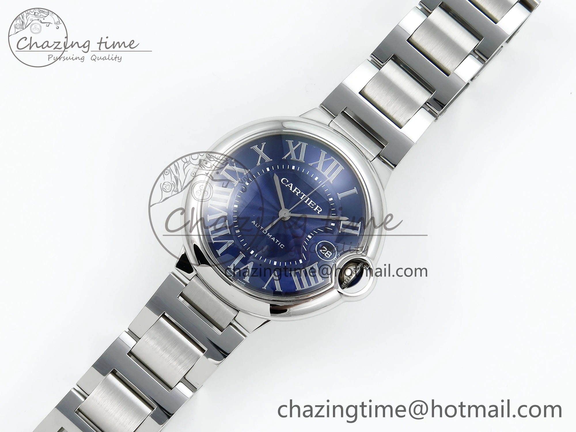 Ballon Bleu 40mm SS CHF 1:1 Best Edition Blue Texture Dial on SS Bracelet A2824